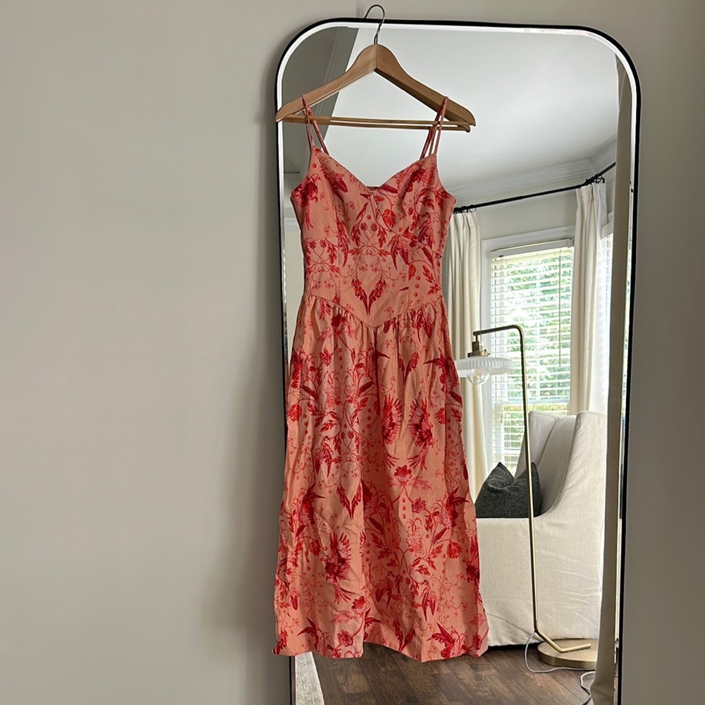 House of Harlow Linen Floral Pink Dress NWT